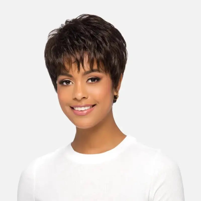 Synthetic wigs for sleek curls-Amanda | Layered Wig - Short Synthetic Pixie Wig with Bangs