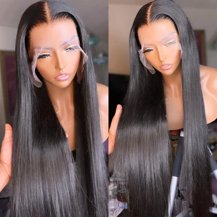 real person hair ring june ring-Long Straight Hair 13*4/4*4/T Part Lace Front Wigs Preplucked Frontal Human Hair Wig - Amanda Hair