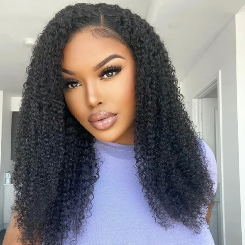 real person hair ring daily treasure-Amanda Factory Outlet 4*4 Curly Human Hair Wig Remy Malaysian Curly Wig 100% Human Hair Lace Closure Wig 150% Kinky Curly Lace Front Wig