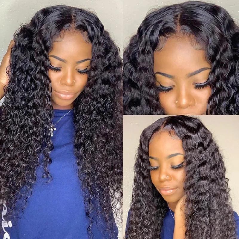 real person hair ring capricorn craft-Glueless Water Wave Wigs Human Hair 4*4 HD Lace Closure Wigs 180% Density With Preplucked Hairline-Amanda Hair