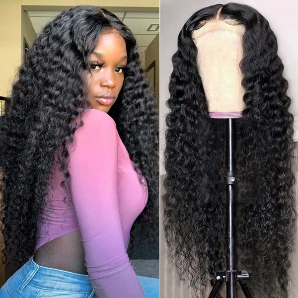 real person hair ring open-ended-Deep Wave 5*5 HD Lace Closure Wig Best Human Hair Glueless Deep Wave Wigs-Amanda Hair