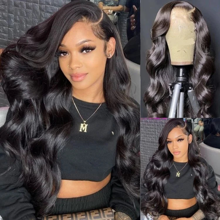 real person hair ring linen texture-Body Wave 4*4 Lace Closure Wigs Pre Plucked Affordable Human Hair Lace Front Wig-Amanda Hair