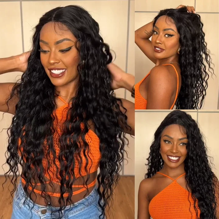 real person hair ring imported gift-Amanda Hair Charisma Waves Glueless Lace Front/Closure Wig |  Black Water Wave | 100% Human Hair | Natural Shine | Perfect for Evening Events