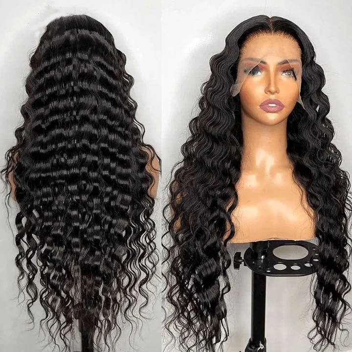 real person hair ring wire-wrapped-Glueless Loose Deep Wave Wigs Virgin Human Hair  Clear Transparent  Lace Front Wig Pre Plucked Hairline - Amanda Hair