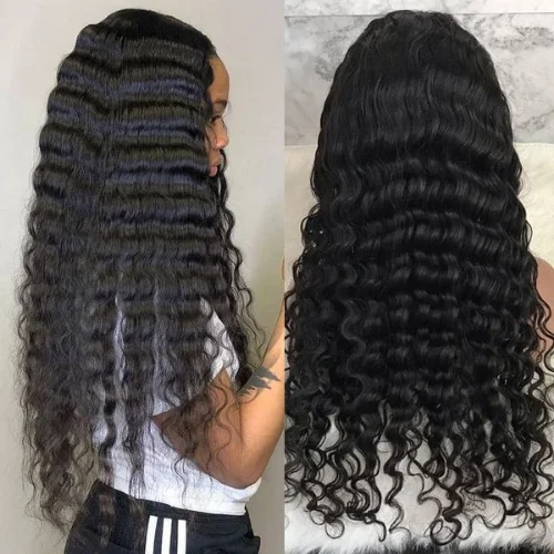 real person hair ring starry night-Loose Deep Wave 180% Density Middle Part Lace Front Human Hair Wigs T Type Lace Remy Hair Wigs - Amanda Hair