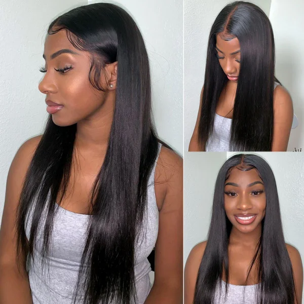 real person hair ring handmade memory-Straight Hair 13*6 HD Lace Front Wigs Pre Plucked Human Hair Lace Front Wig-Amanda Hair