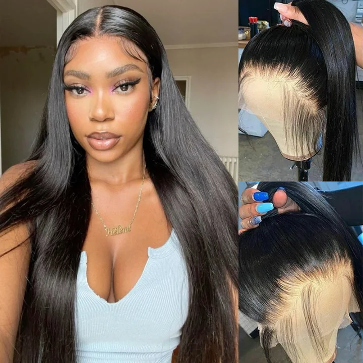 real person hair ring anti-scratch-Preplucked Long Straight 360 Human Hair Lace Wig For Girl-Amanda Hair