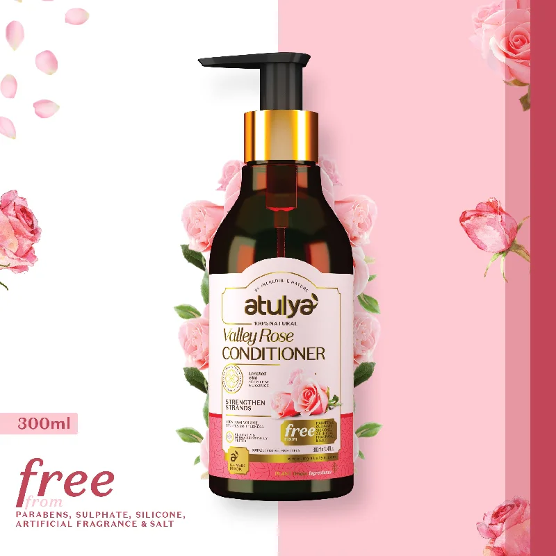 Hair care routine for hat damage-atulya Valley Rose Conditioner 300ml (Buy Any3 Products & Save Rs.300 Use code : RS300)