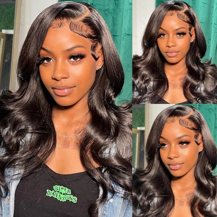 real person hair ring easter egg-Amanda Hair Body Wave 13*4 HD Invisible Lace Frontal Wigs Human Hair