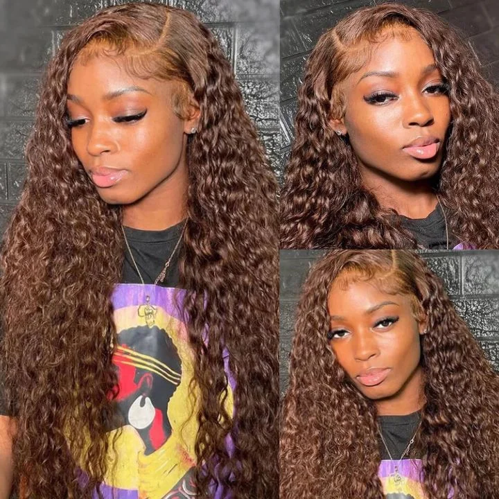 real person hair ring city skyline-Chestnut Deep Wave HD Lace Wigs Deep Hairline 100% Human Hair Transparent Lace Front Wigs-Amanda Hair