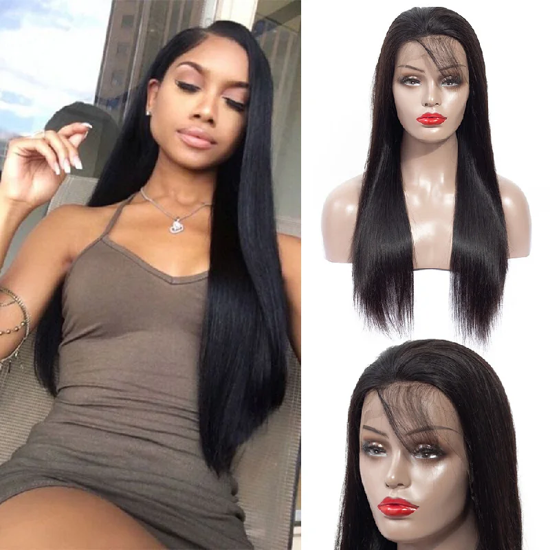 real person hair ring promise ring-High Quality Straight Glueless Full Lace Human Hair Wigs With Baby Hair-Amanda Hair