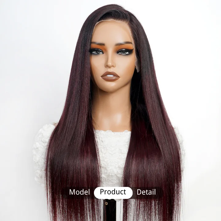 real person hair ring city skyline-Dark Root Ombre Purple Glueless Lace Front Straight Colored Wigs Human Hair Transparent -Amanda Hair