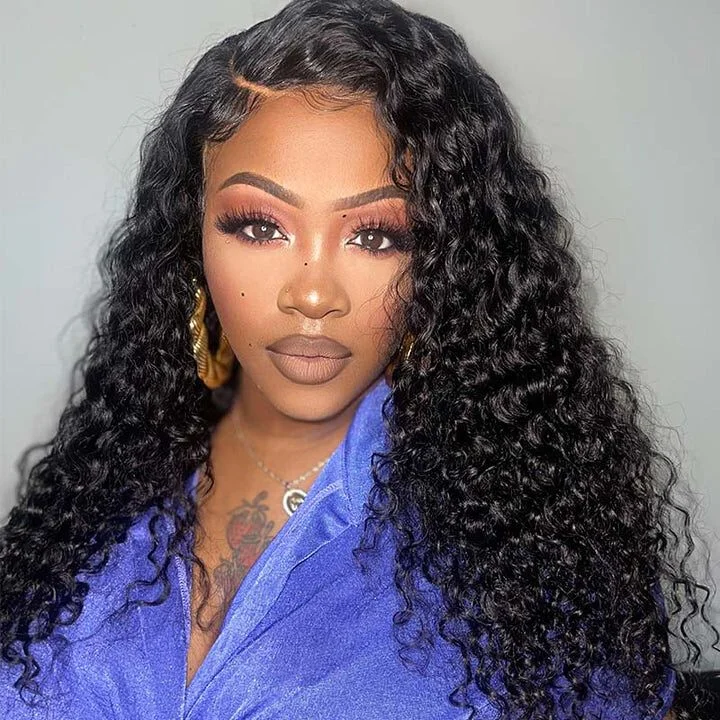 real person hair ring porcelain edge-Melted Transparent Lace Deep Wave Wigs Human Hair 4*4 HD Lace Closure Wig - Amanda Hair