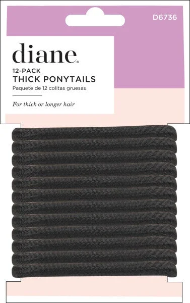 Diane Thick Ponytails Black 12 Pack