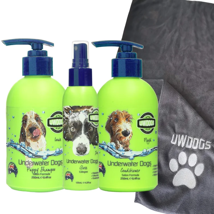 Hair care for greenish tones-Gloss Puppy Tri-Pack + Microfibre Towel