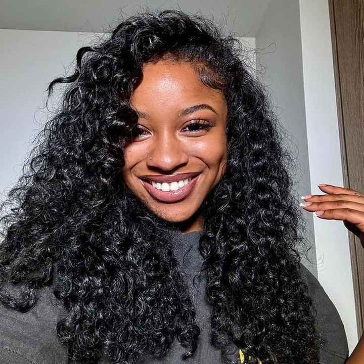 real person hair ring beach vibe-Glueless Lace Deep Wave Wig Pre Cut Lace with Natural Hairline Mini Knots  Human Hair Clear Transparent Lace Front/Closure Wig Natural Black  - Amanda Hair