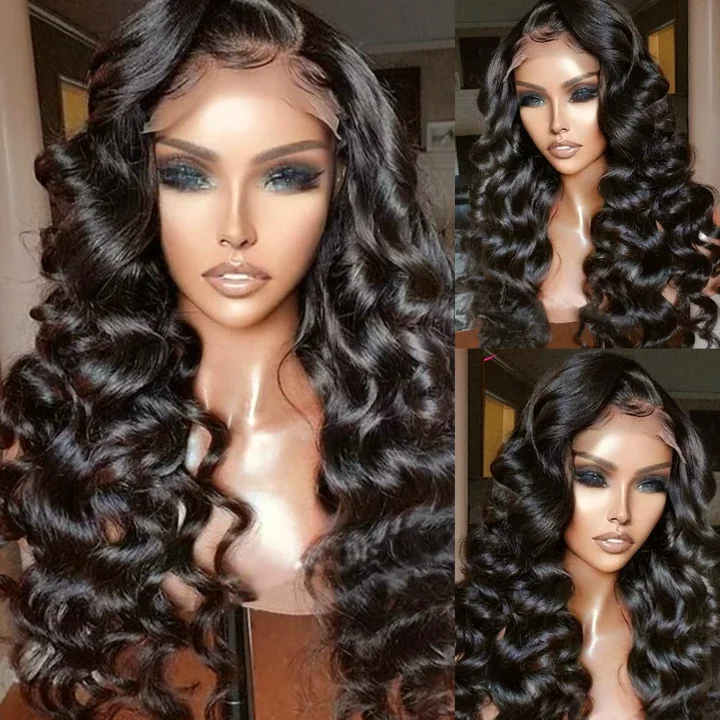 real person hair ring lightweight metal-Glueless Loose Wave Wigs Virgin Human Hair 5*5/13*4 HD Lace Front Wig Pre Plucked Hairline - Amanda Hair