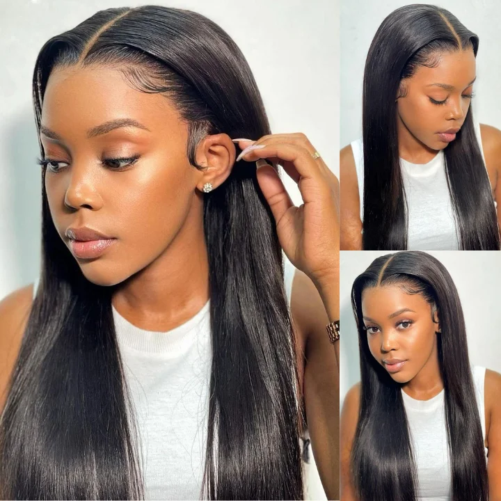 real person hair ring mother-of-pearl-Glueless Straight 6x4.5/13x4 HD Lace Wig Pre Bleached Knots 180% Density Human Hair Wigs-Amanda Hair