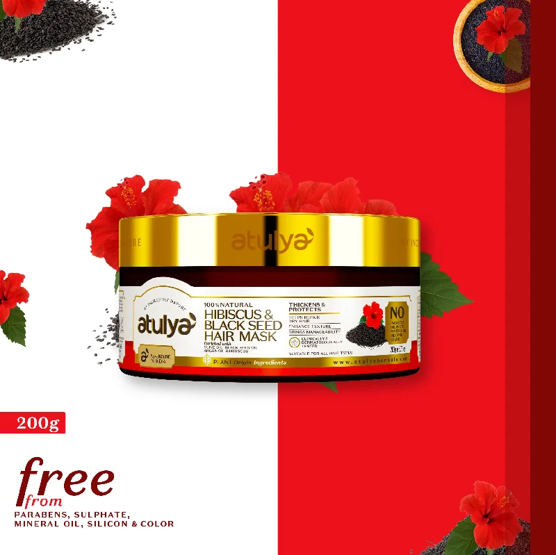 Hair care routine for vibrance-atulya Hibiscus & Black Seed Hair Mask - 200gm