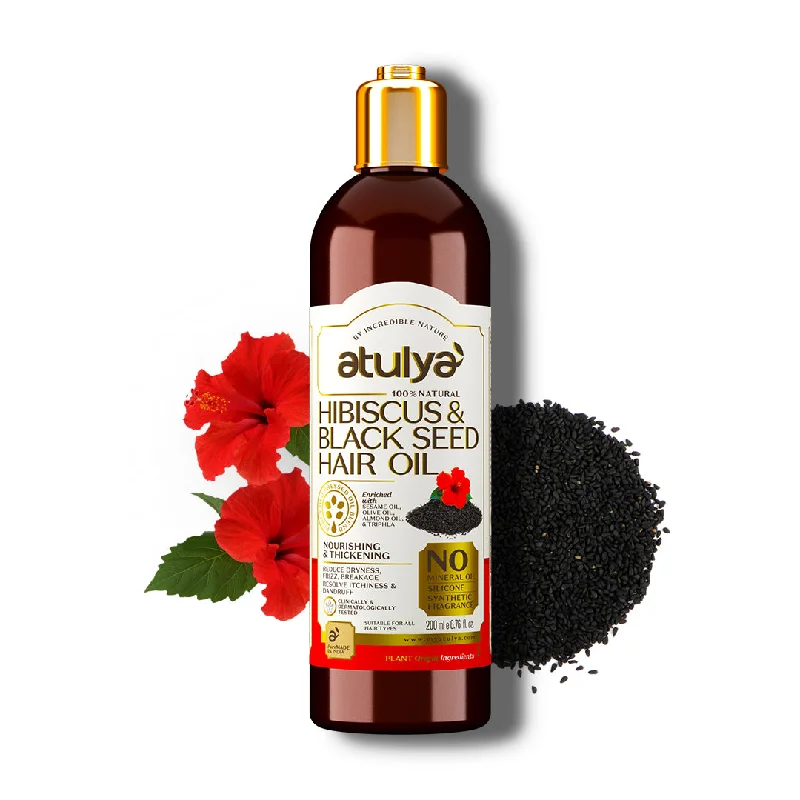 Hair care routine for scalp pressure-atulya Hibiscus & Black Seed Hair Oil - 200ml