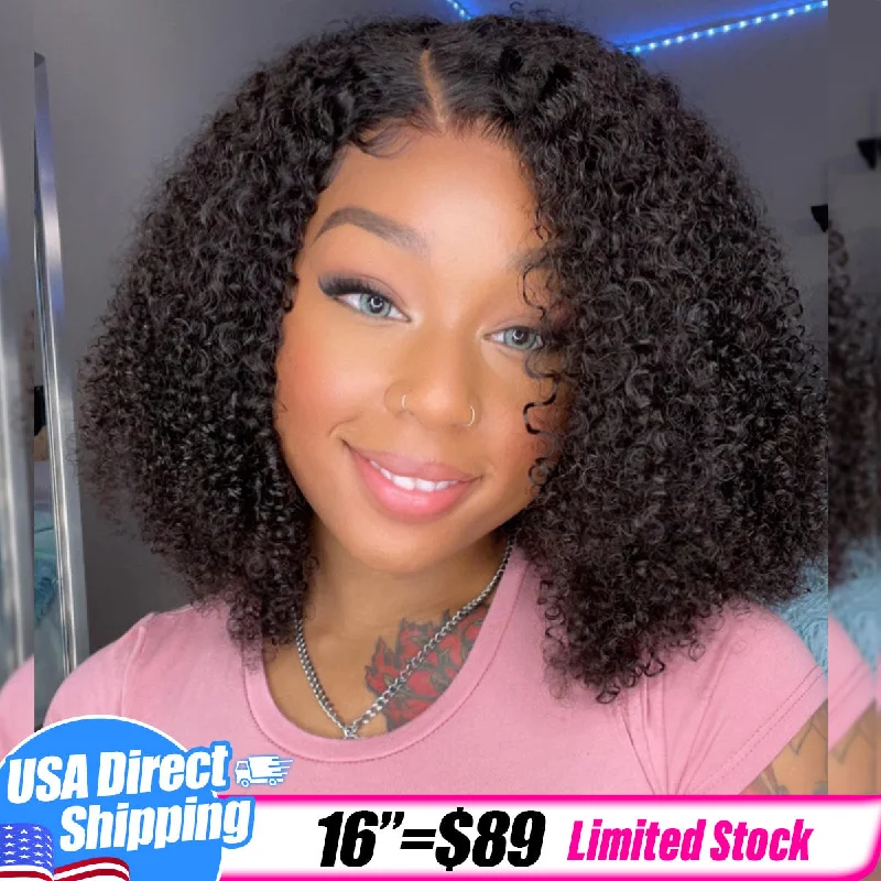 real person hair ring ceramic band-USA Warehouse Clearance | Kinky Curly Human Hair Bob Wig 13x4 Lace Frontal Wig