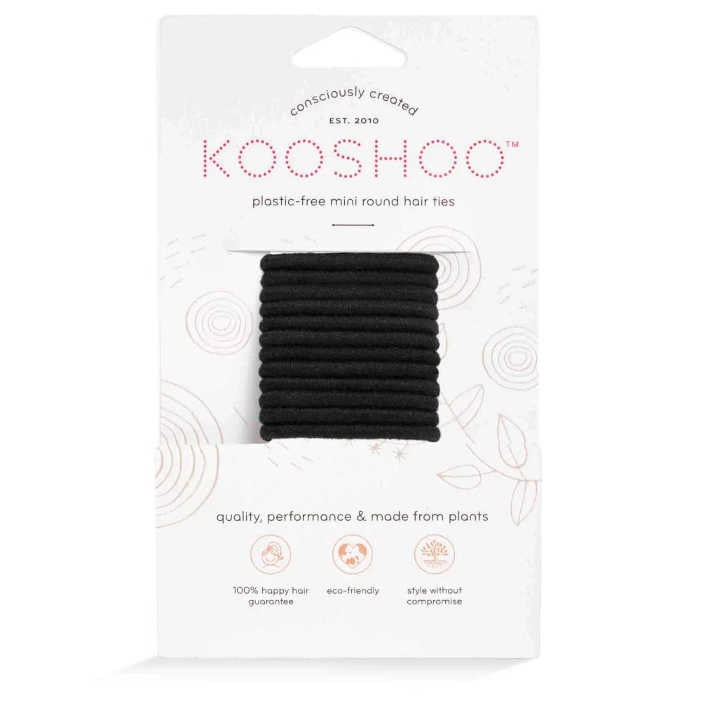 Kooshoo Mini Plastic-Free Round Hair Ties 12 Pack - Black