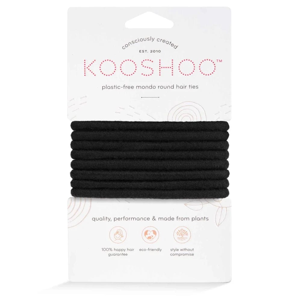 Kooshoo Round Mondo Plastic-Free Hair Ties 8 Pack - Black