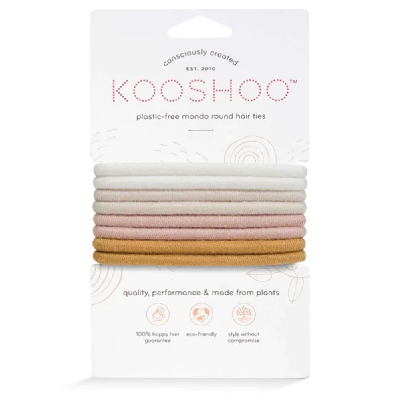 Kooshoo Round Mondo Plastic-Free Hair Ties 8 Pack - Golden Fibres