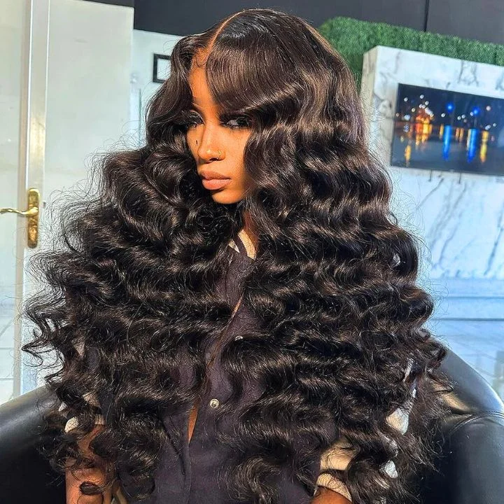 real person hair ring lead-free-300% Density Luxury custom wigs Super Double Drawn Bouncy Wavy Lace Wigs Virgin Human Hair Transparent HD Lace Front Wig Pre Plucked Hairline - Amanda Hair