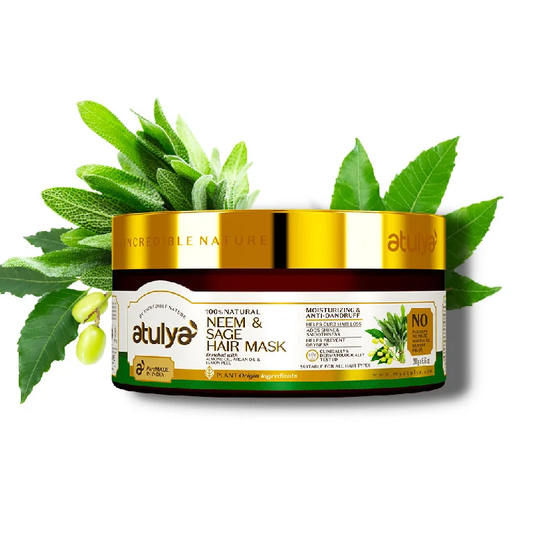 Hair care for traction alopecia-atulya Neem & Sage Hair Mask - Sulphate & Parabens Free(100% Natural)