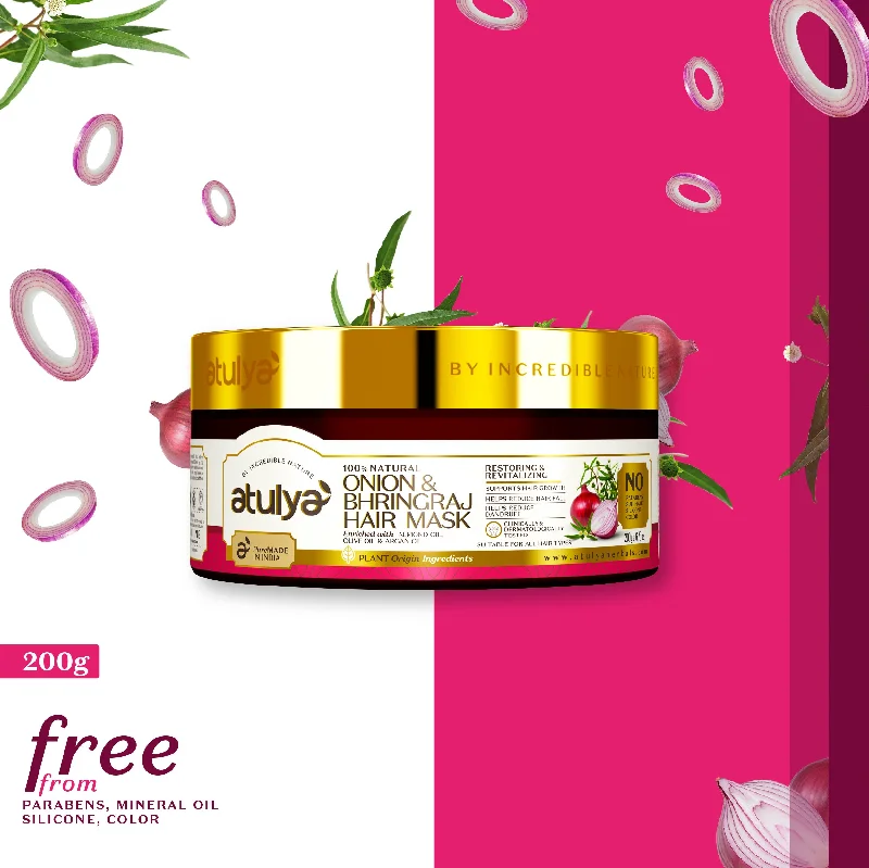 Best hair care for delicate ends-atulya Onion & Bhringraj Hair Mask - 200gm