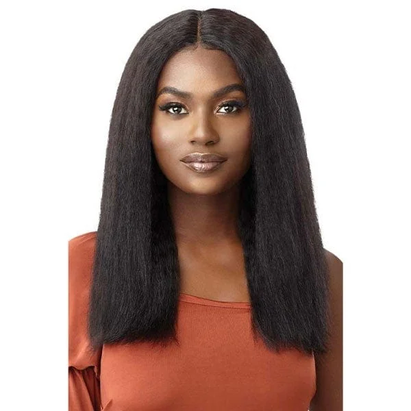 real person hair ring forged metal-Outre Mytresses Gold Label Blowout 100% Human Hair Lace front Wig - KINKY STRAIGHT 20"