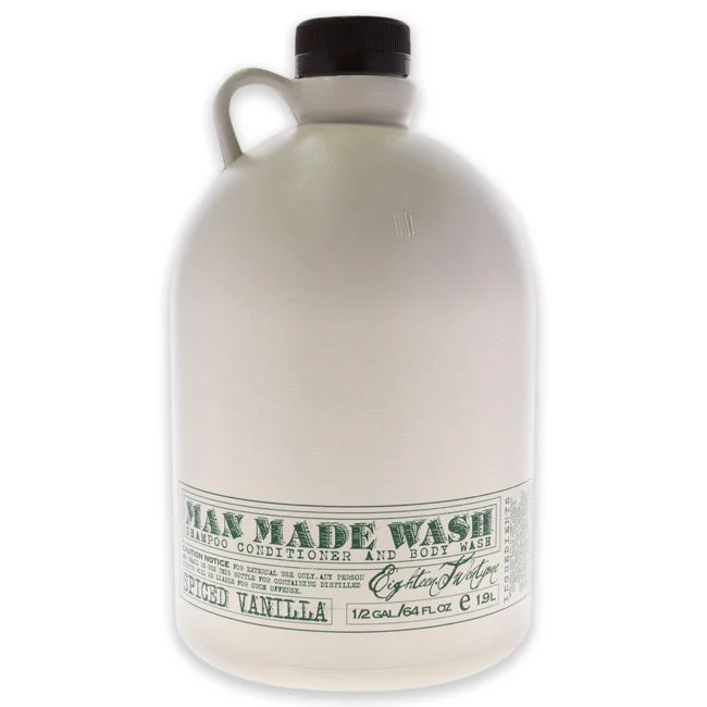 18.21 Man Made Man Made Wash - Spiced Vanilla by 18.21 Man Made for Men - 64 oz 3-In-1 Shampoo, Conditioner and Body Wash