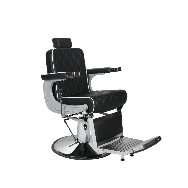 Salon Fit Chrysler Barber Chair - Black/White Piping