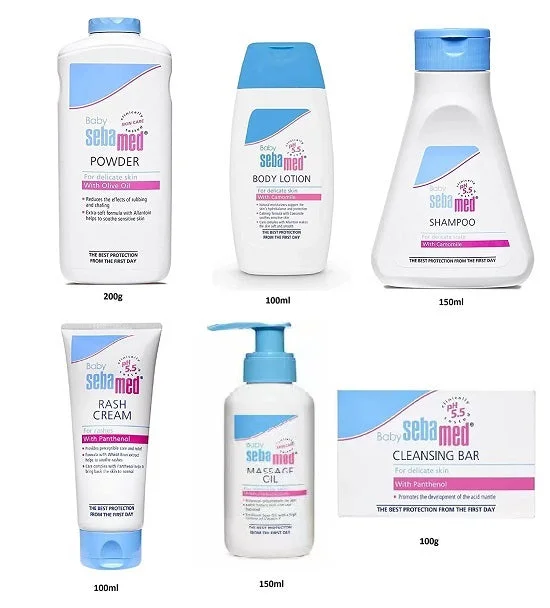 Sebamed Baby Combo of 6 (powder 200gm, Lotion100ml, Shampoo150ml, Rash Cream100gm, Massage Oil150ml, Soap100gm) (White)