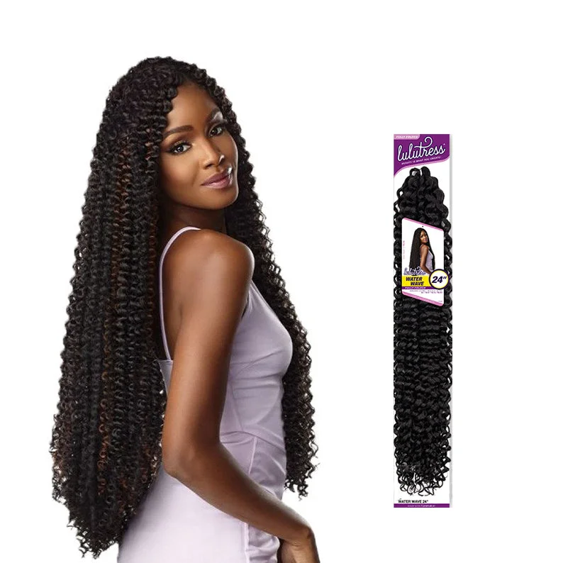 Synthetic wigs with neat waves-SENSATIONNEL Synthetic Lulutress Crochet Braid Water Wave 24''