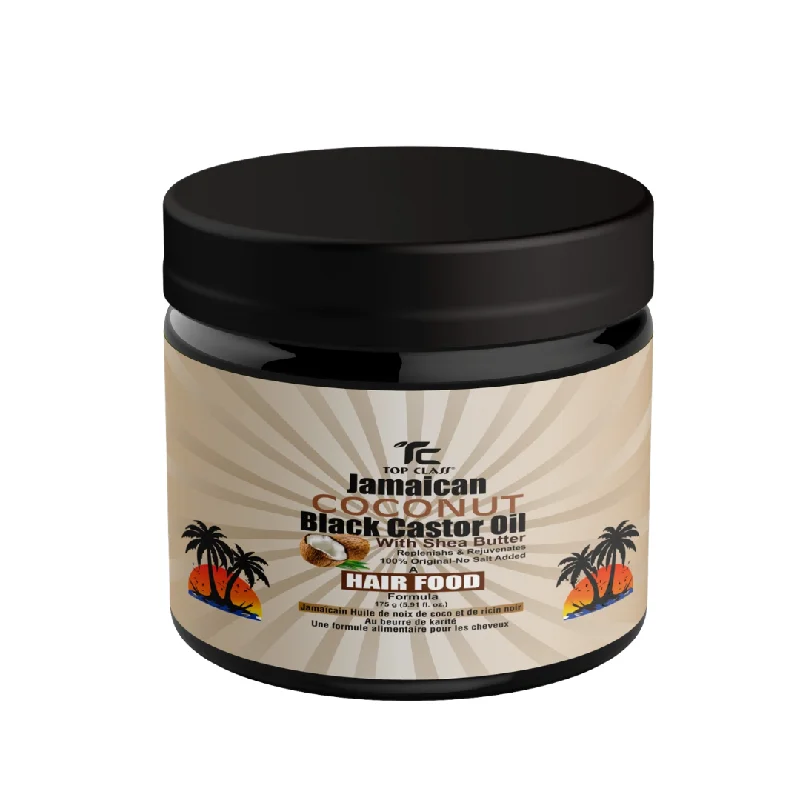 Best hair care for wilted hair-Top Class Jam. Black Castor Oil Hair Food -Coconut 175g