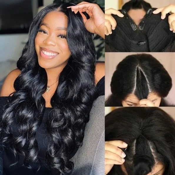 real person hair ring forest band-V Part Body Wave Wig Human Hair Glueless Wigs For Beginner- Amanda Hair