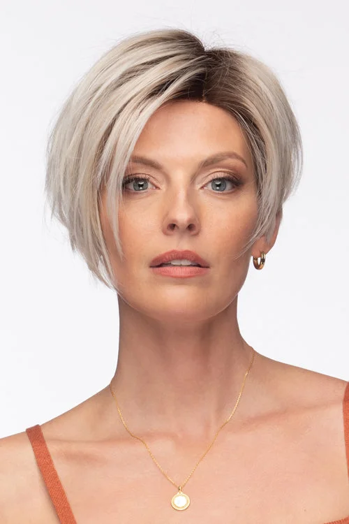 Synthetic wigs for fast cuts-Vale Synthetic Wig By Estetica | Short, Straight | Lace Part | Basic Cap